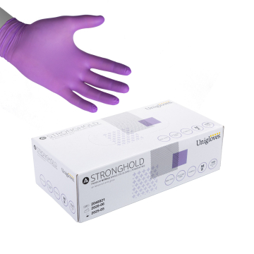 Box of 100 Unigloves Stronghold Premium Purple Nitrile Gloves