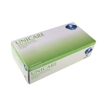 Box of 100 Cream Unicare Latex Gloves