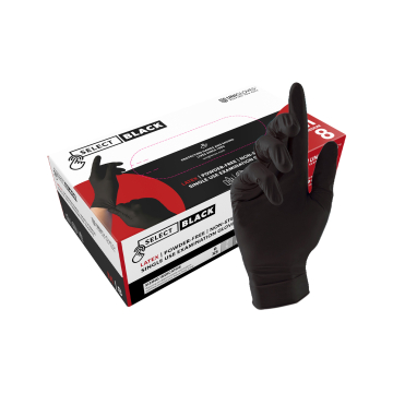 Box of 100 Unigloves Select Black Latex Gloves