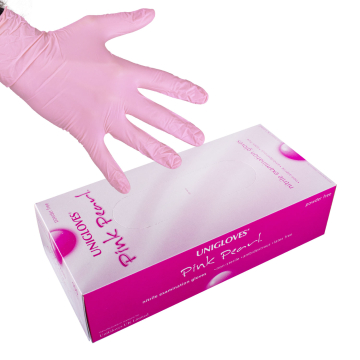 Box of 100 Unigloves Pink Nitrile Gloves