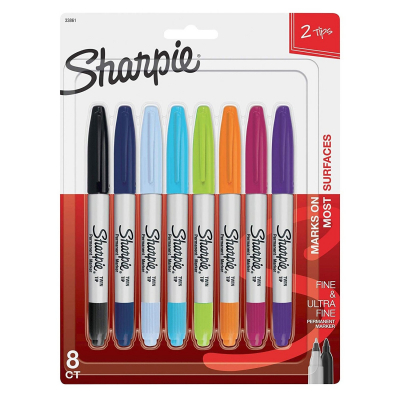 Box of 8 Sharpie Twintip Fine and Ultra Fine Point Assorted Markers