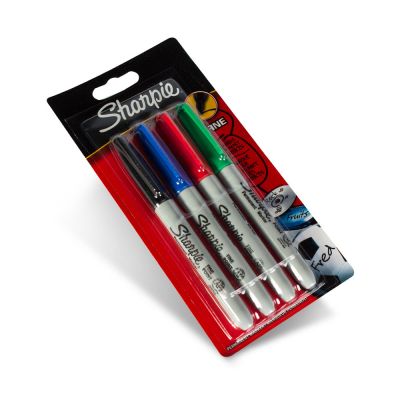 Assorted Blister Pack of 4 Sharpie Fine Point Markers
